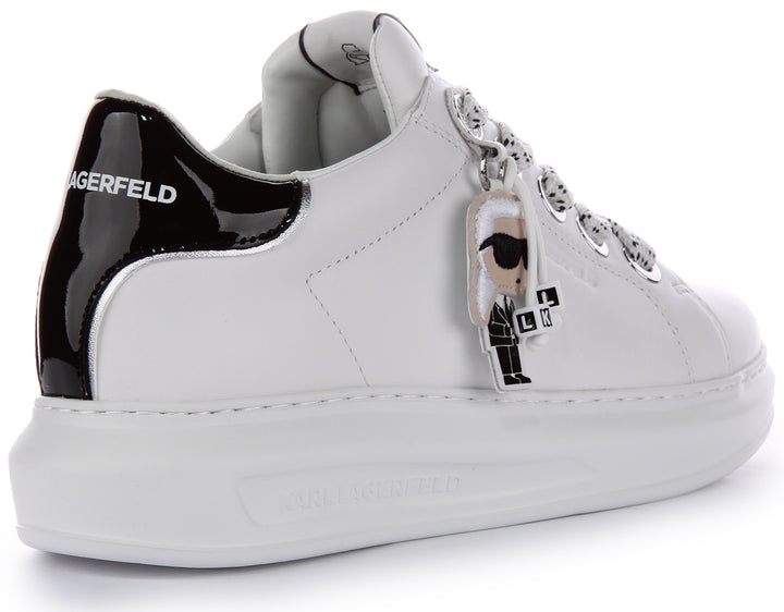 Karl Lagerfeld Kapri NFT para mujer en botas de agua de cuero blanco negro