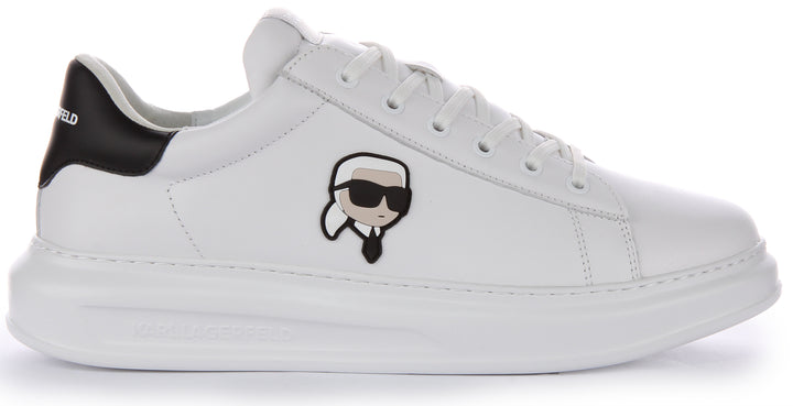 Karl Lagerfeld K Ikonik NFT Kapri Zapatillas con cordones de piel para hombre en blanco negro