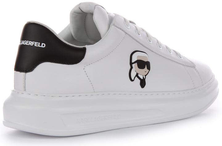 Karl Lagerfeld K Ikonik NFT Kapri Zapatillas con cordones de piel para hombre en blanco negro