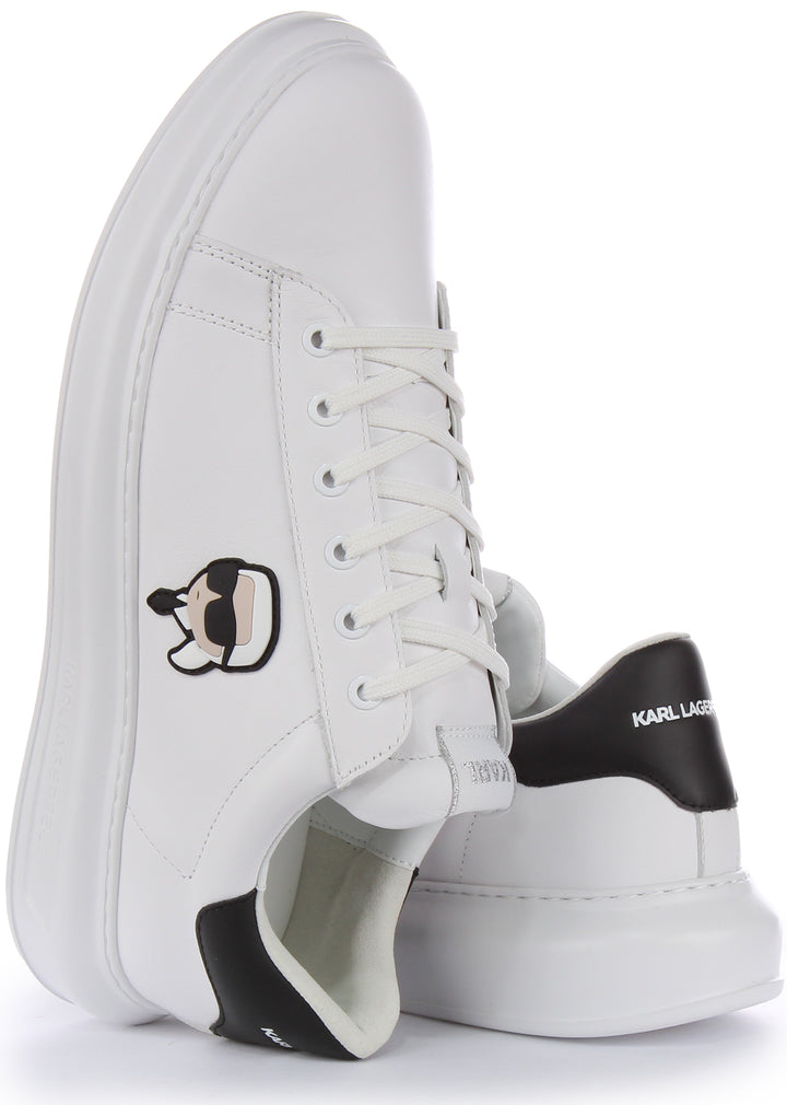 Karl Lagerfeld K Ikonik NFT Kapri Zapatillas con cordones de piel para hombre en blanco negro