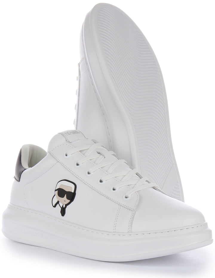 Karl Lagerfeld K Ikonik NFT Kapri Zapatillas con cordones de piel para hombre en blanco negro