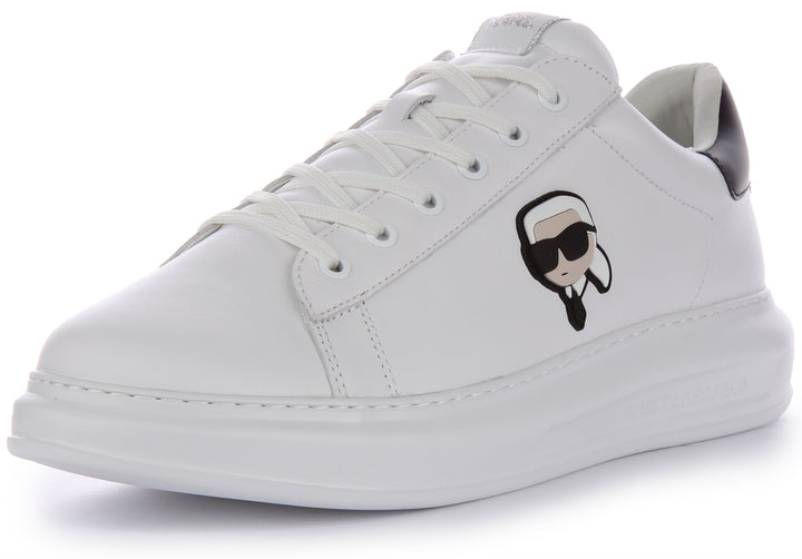 Karl Lagerfeld K Ikonik NFT Kapri Zapatillas con cordones de piel para hombre en blanco negro