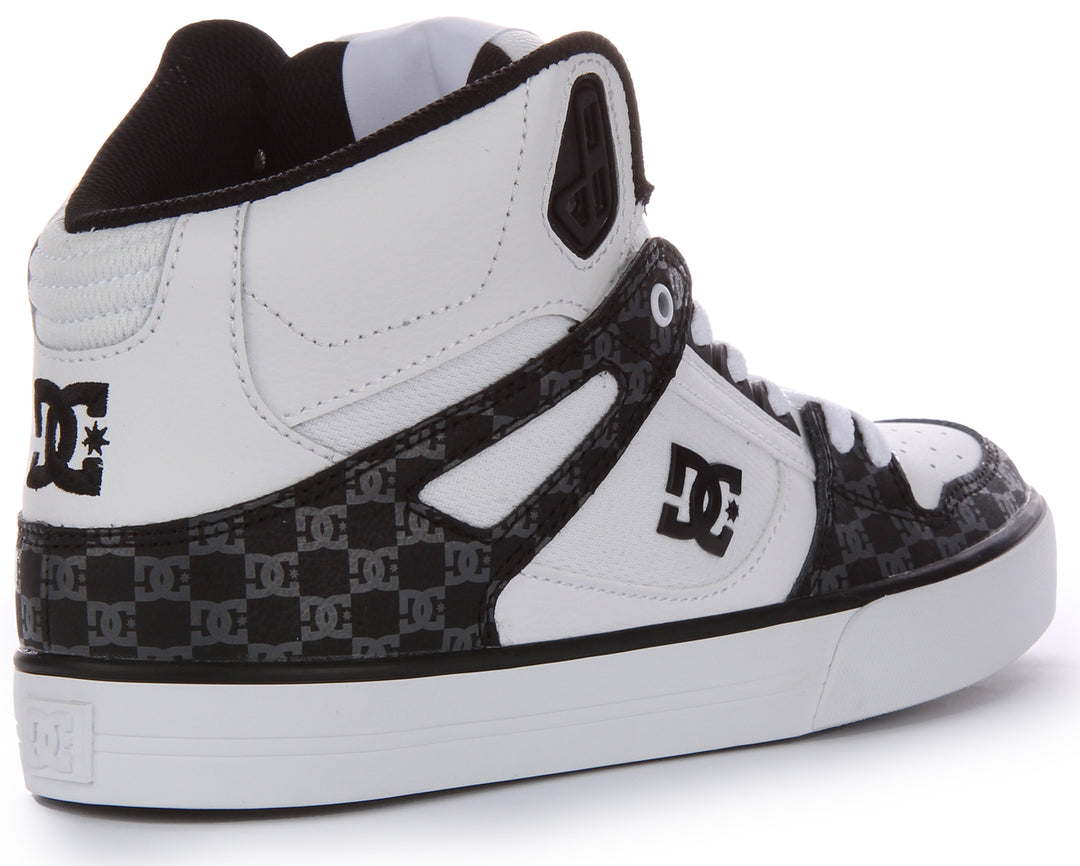 DC Shoes Pure Hi Top WC Baskets à lacets en cuir pour hommes en blanc noir