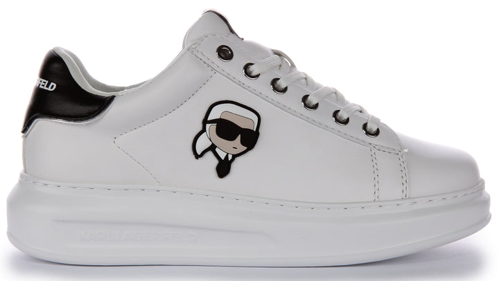 Las zapatillas de cuero para mujer Karl Lagerfeld Kapri NFT Lo en blanco y negro.