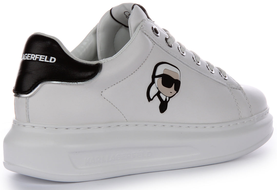 Las zapatillas de cuero para mujer Karl Lagerfeld Kapri NFT Lo en blanco y negro.