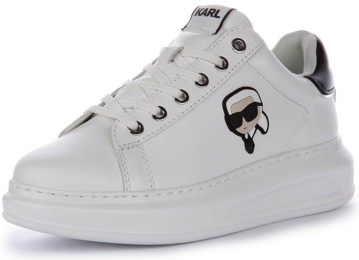 Las zapatillas de cuero para mujer Karl Lagerfeld Kapri NFT Lo en blanco y negro.