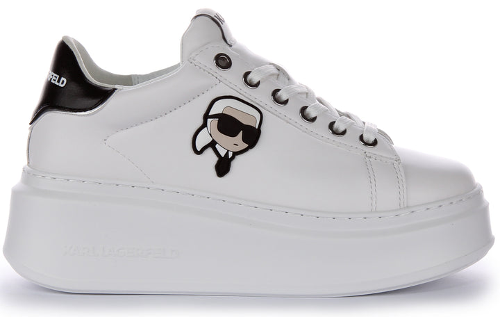 Karl Lagerfeld Anakapri NFT Lo para mujer en zapatillas de cuero blanco negro