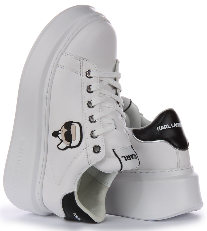 Karl Lagerfeld Anakapri NFT Lo para mujer en zapatillas de cuero blanco negro