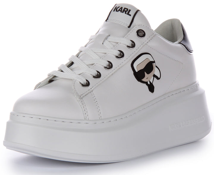 Karl Lagerfeld Anakapri NFT Lo para mujer en zapatillas de cuero blanco negro