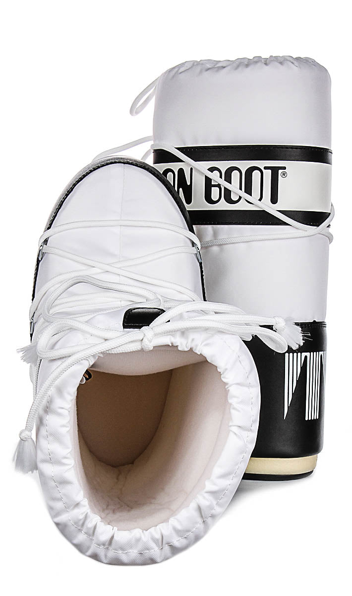 Moon Boot Icon Nylon In White Black For Women