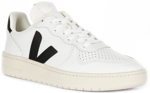 Veja V10 Prime Leather In White Black For Men