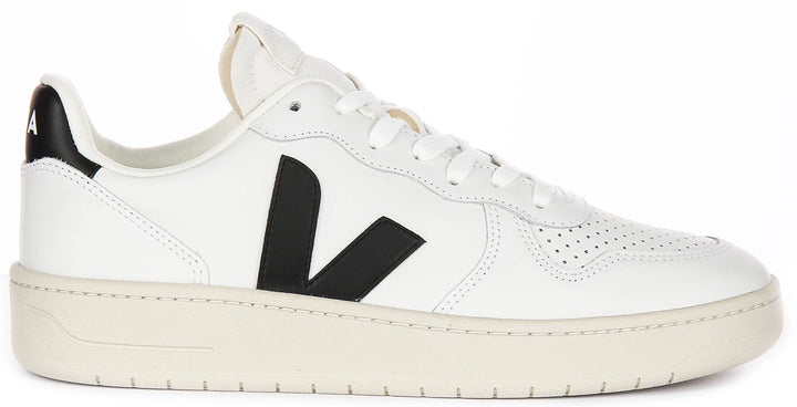 Veja V10 Prime Leather In White Black For Men
