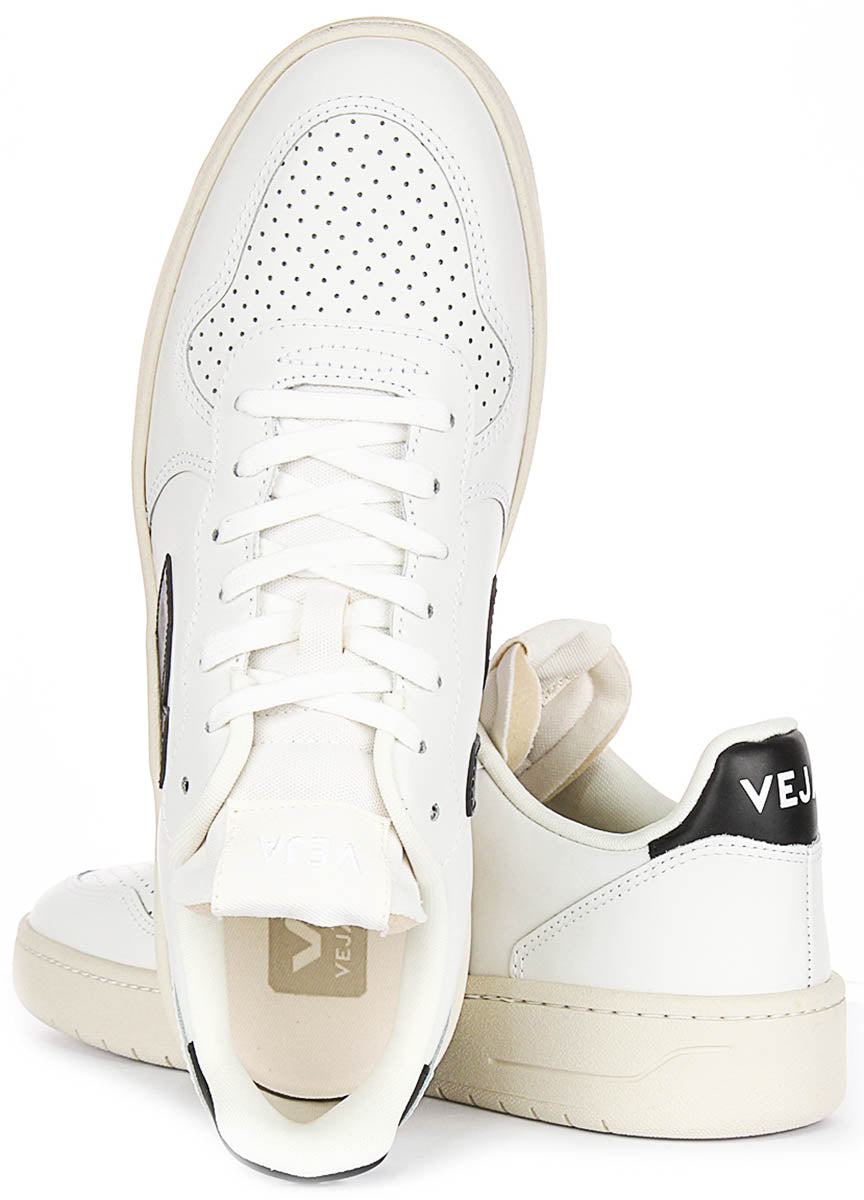 Veja V10 Prime Leather In White Black For Men