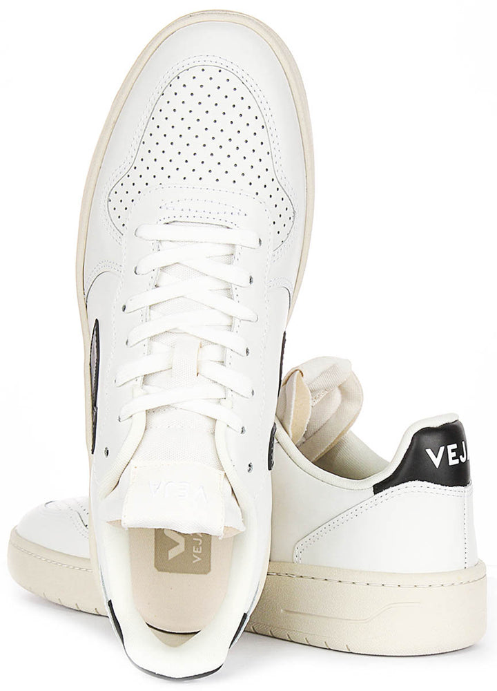 Veja V10 Prime Leather In White Black For Men