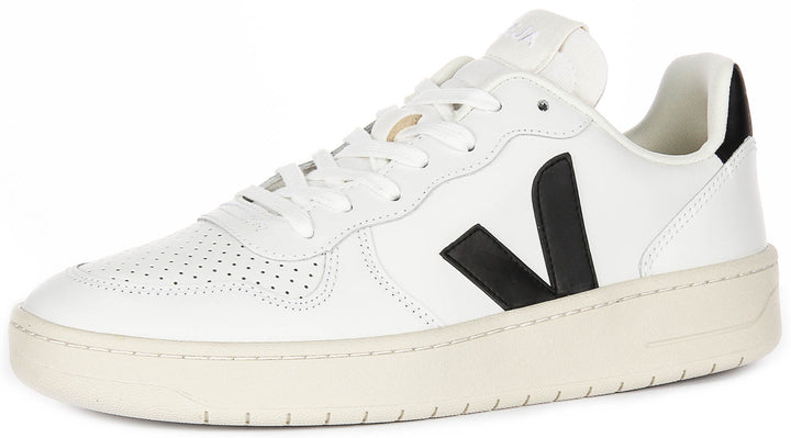 Veja V10 Prime Leather In White Black For Men