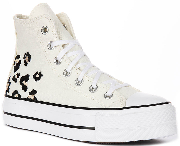 Converse Chuck Taylor Al Star Lift Hi A14936C In White Leopard