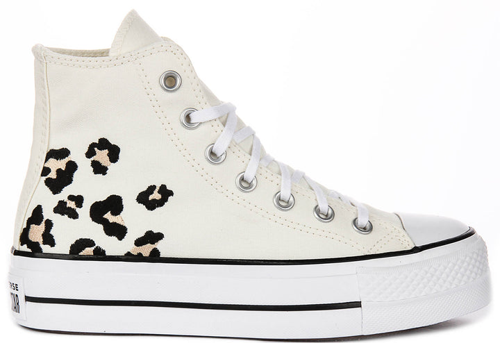 Converse Chuck Taylor Al Star Lift Hi A14936C In White Leopard