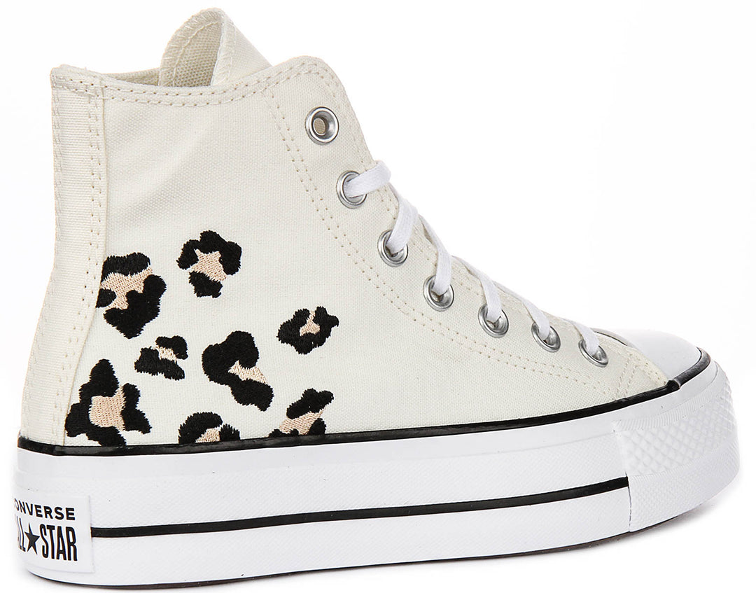 Converse Chuck Taylor Al Star Lift Hi A14936C In White Leopard