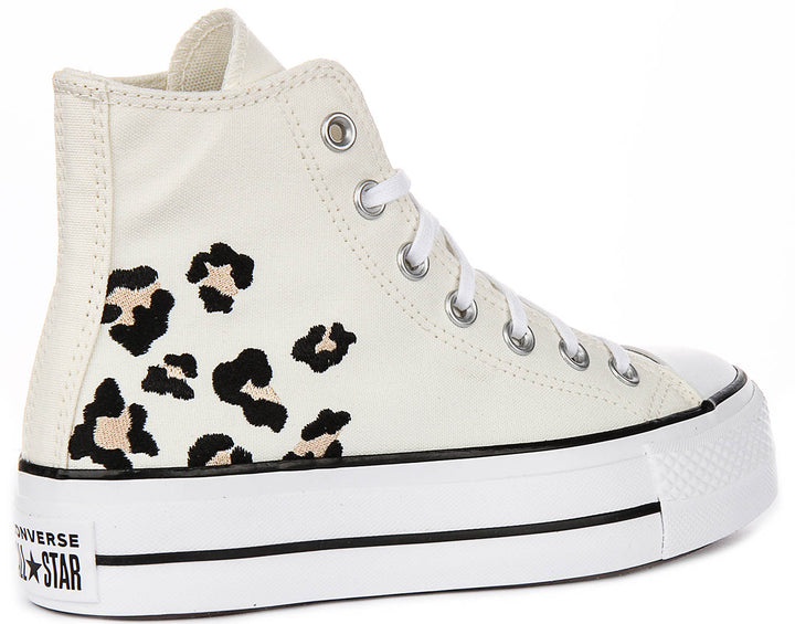 Converse Chuck Taylor Al Star Lift Hi A14936C In White Leopard