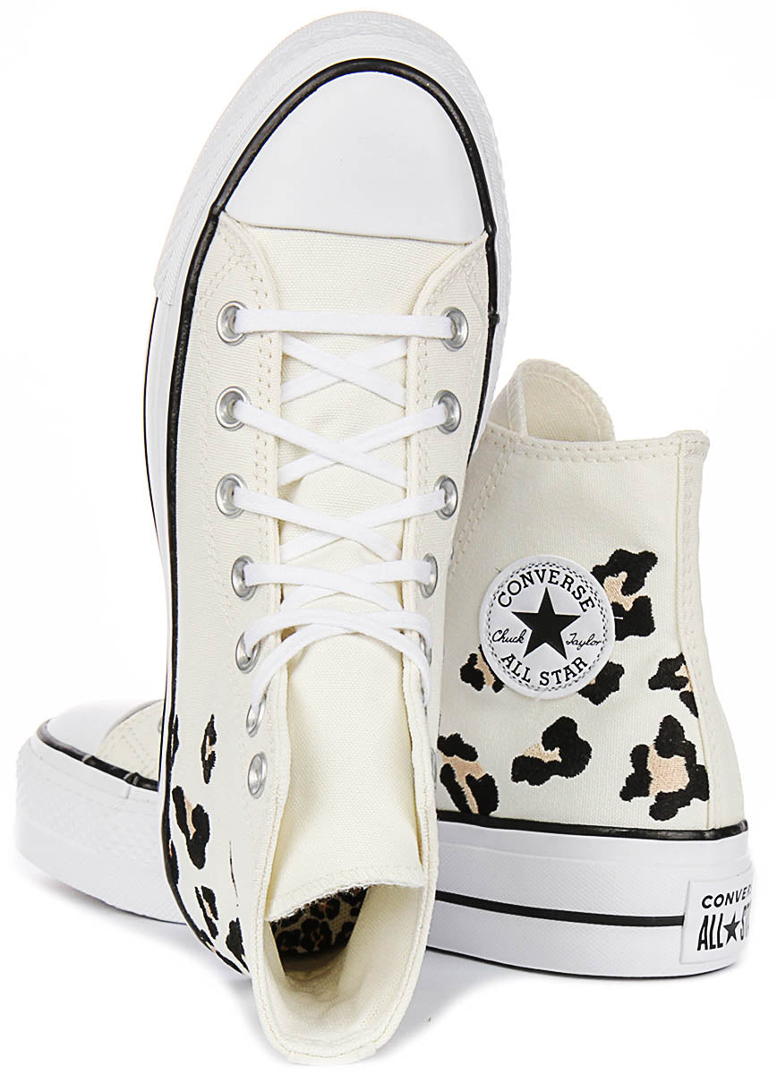Converse Chuck Taylor Al Star Lift Hi A14936C In White Leopard