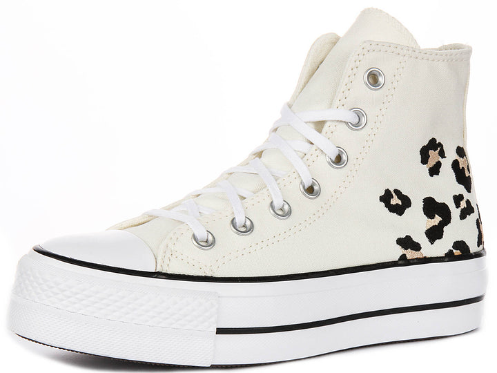 Converse Chuck Taylor Al Star Lift Hi A14936C In White Leopard