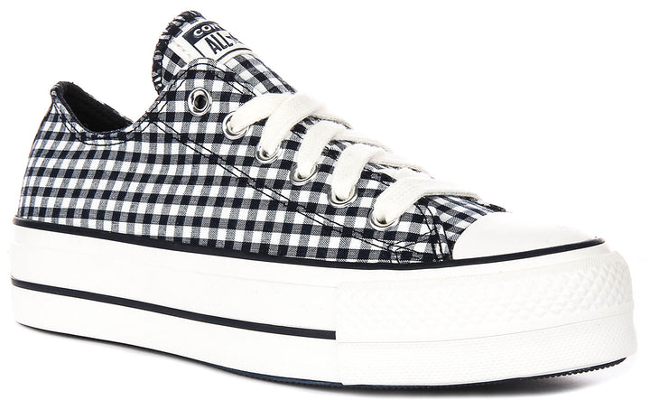 Converse Chuck Taylor Lift Platform A13664C In White Black Gingham