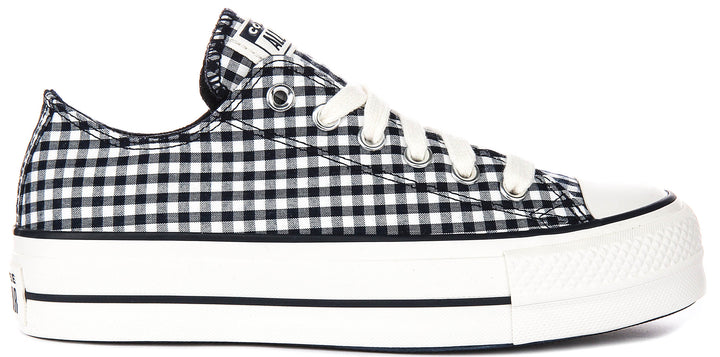 Converse Chuck Taylor Lift Platform A13664C In White Black Gingham