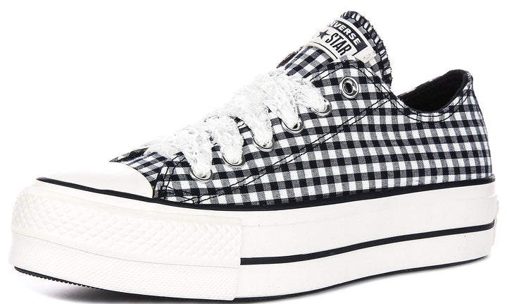 Converse Chuck Taylor Lift Platform A13664C In White Black Gingham