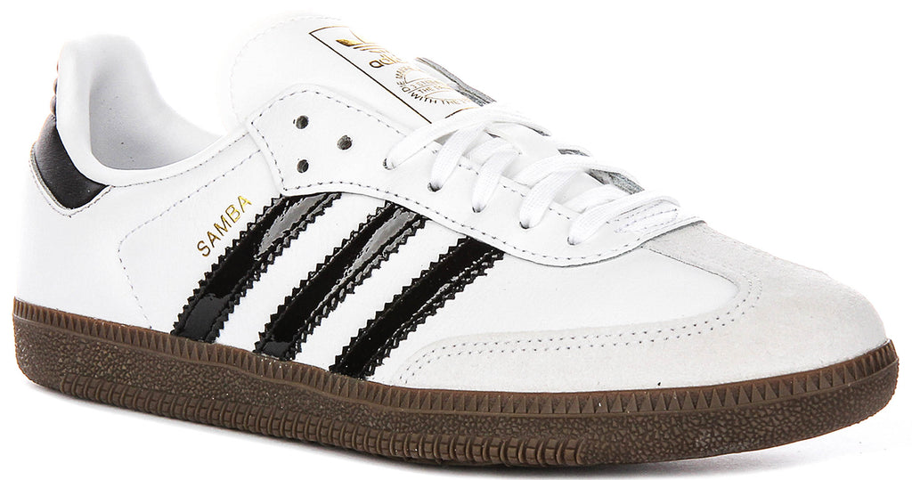 Adidas Samba Og J In White Black Patent For Youth | Lace up