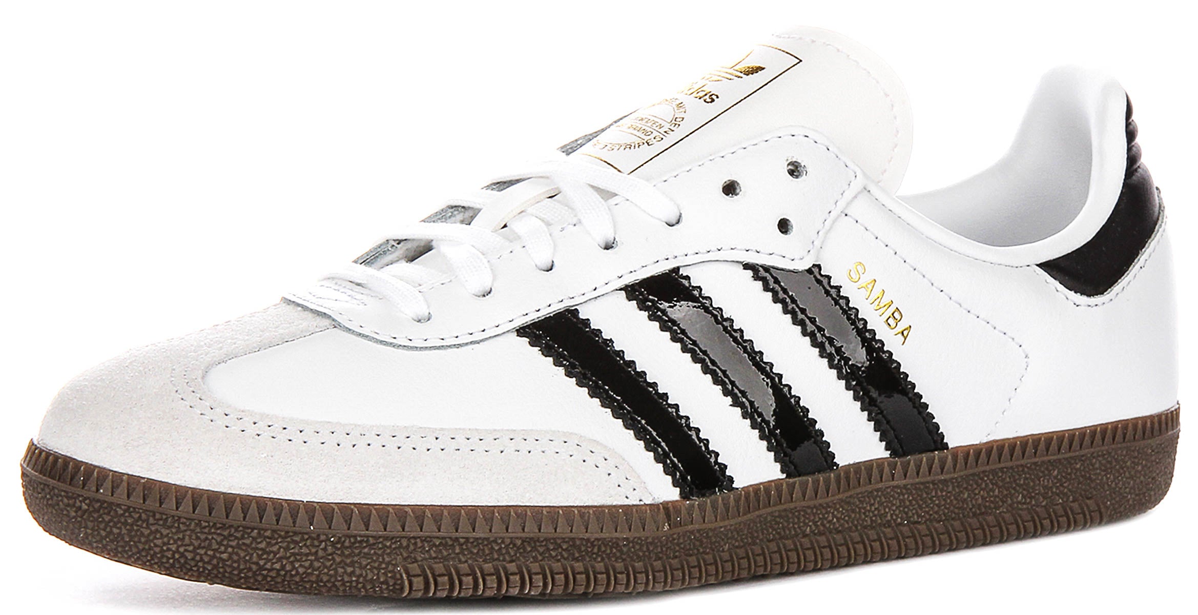 Adidas Samba Og J In White Black Patent For Youth | Lace up