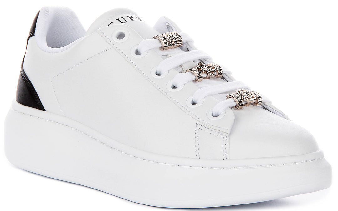 Guess Fionia Charms Sneakers In White Black For Women