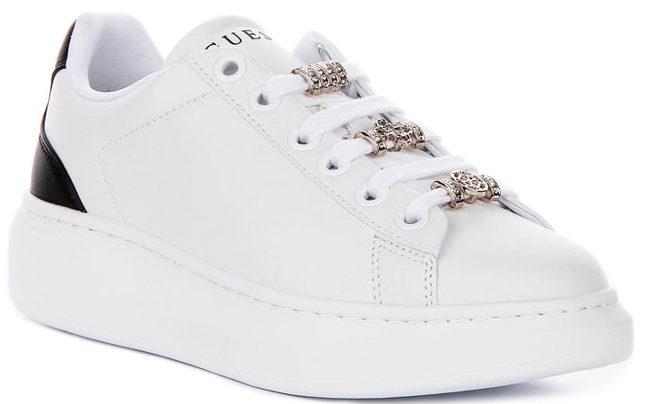 Guess Fionia Charms Sneakers In White Black For Women