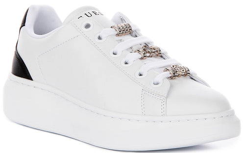 Guess Fionia Charms Sneakers In White Black For Women