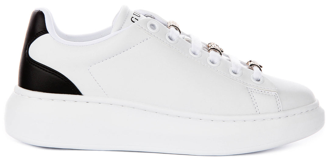 Guess Fionia Charms Sneakers In White Black For Women