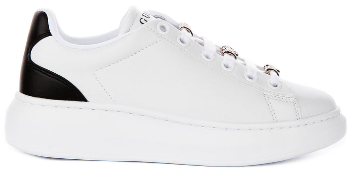 Guess Fionia Charms Sneakers In White Black For Women
