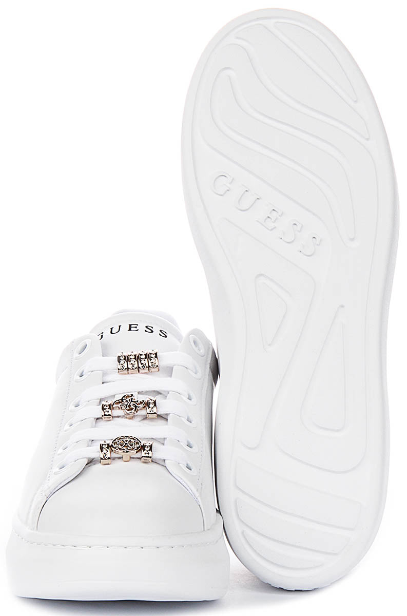 Guess Fionia Charms Sneakers In White Black For Women