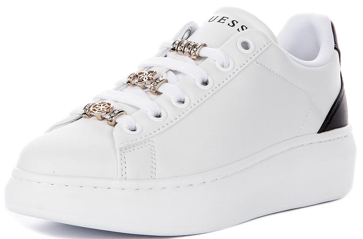 Guess Fionia Charms Sneakers In White Black For Women