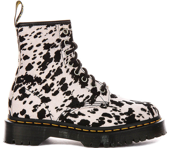Dr Martens 1460 Bex In White Black Dalmatian Hair For Women