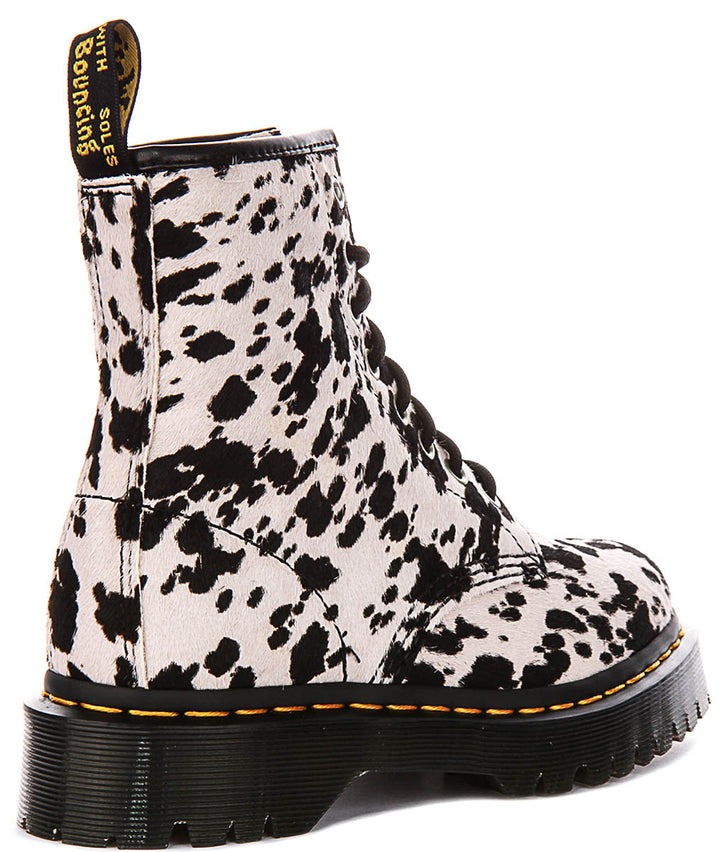 Dr Martens 1460 Bex In White Black Dalmatian Hair For Women