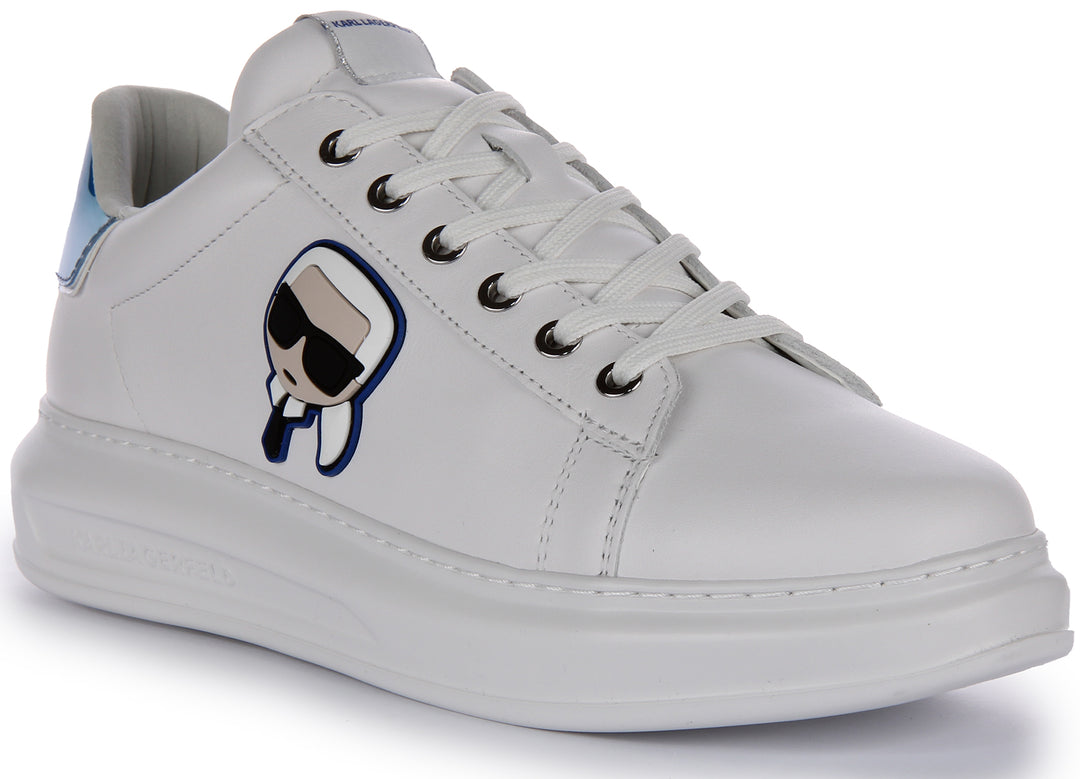 Karl Lagerfeld Kapri Iconic KC Zapatillas de piel sintética con cordones para hombre en blanco azul