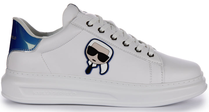 Karl Lagerfeld Kapri Iconic KC Zapatillas de piel sintética con cordones para hombre en blanco azul