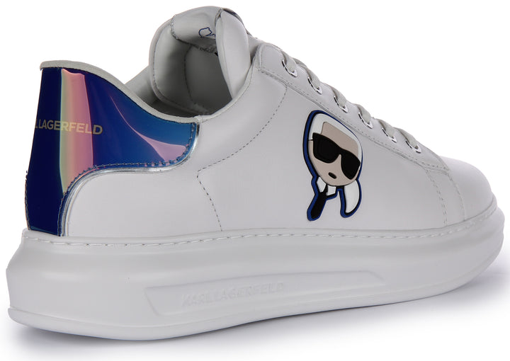 Karl Lagerfeld Kapri Iconic KC Zapatillas de piel sintética con cordones para hombre en blanco azul