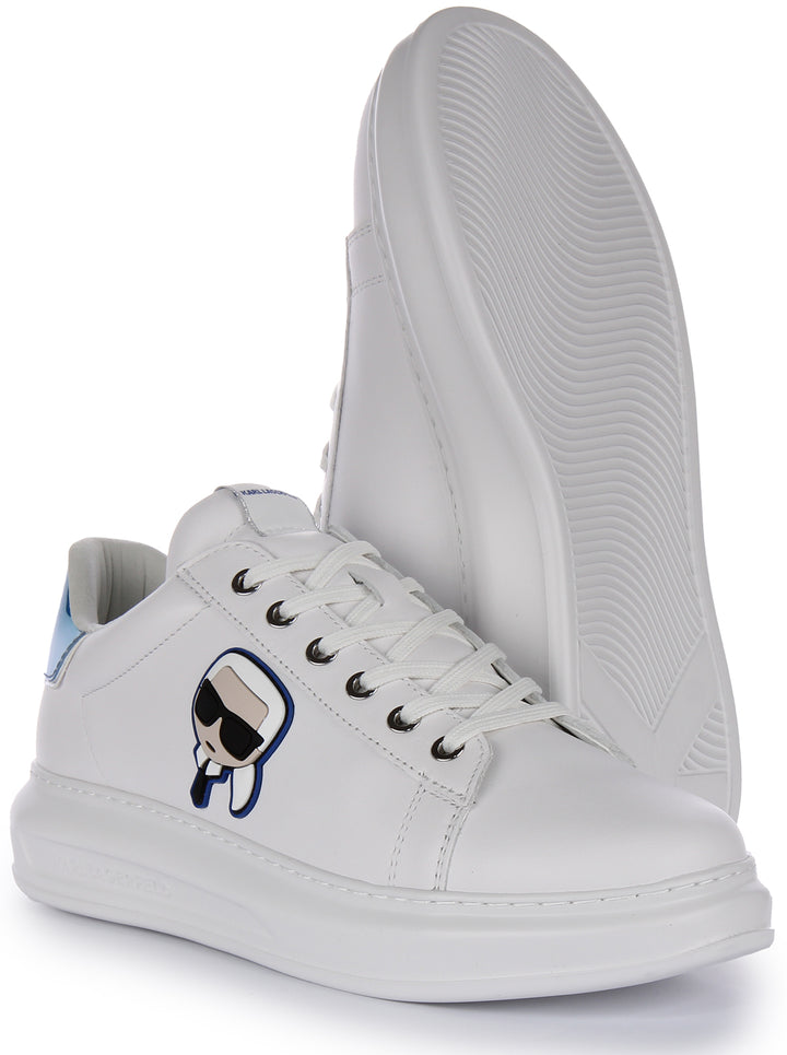 Karl Lagerfeld Kapri Iconic KC Zapatillas de piel sintética con cordones para hombre en blanco azul