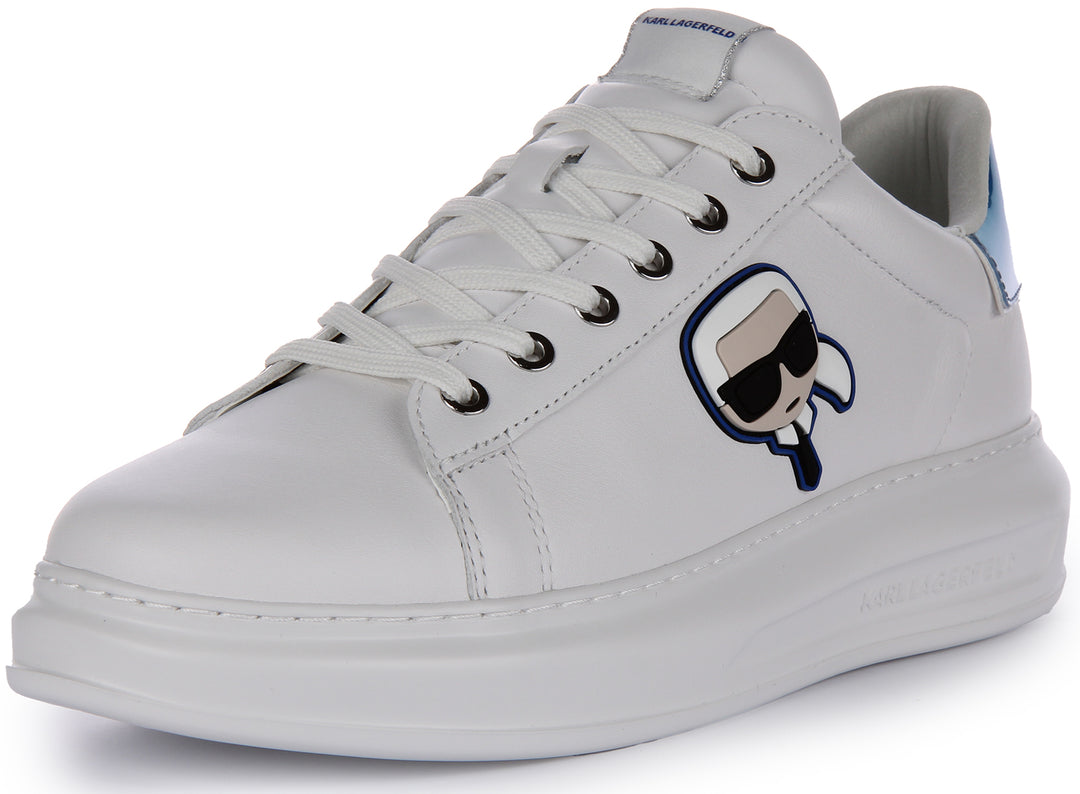 Karl Lagerfeld Kapri Iconic KC Zapatillas de piel sintética con cordones para hombre en blanco azul