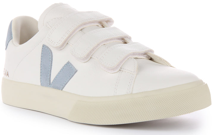 Veja Recife Frauen Chromefree Leder Drei Riemen Turnschuhe Weiß Blau