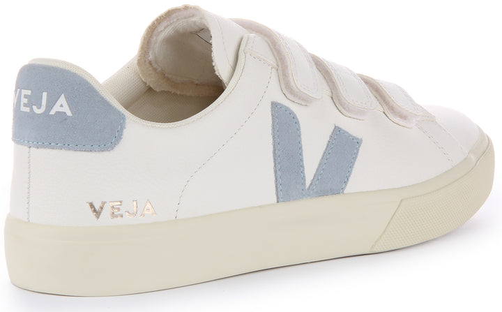 Veja Recife Frauen Chromefree Leder Drei Riemen Turnschuhe Weiß Blau