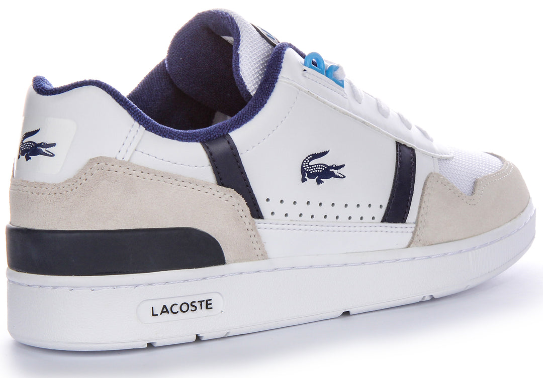 Lacoste T Clip WBL Herren Ledersneaker in Weiß Blau
