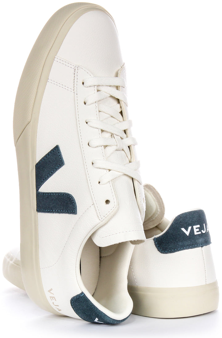 Veja Campo Chromefre California Logo Zapatillas de cuero de gamuza para mujer en blanco y azul