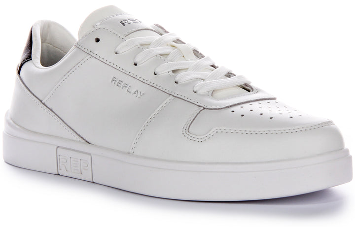 Replay Polys Court 3 Trainer In White Black For Men