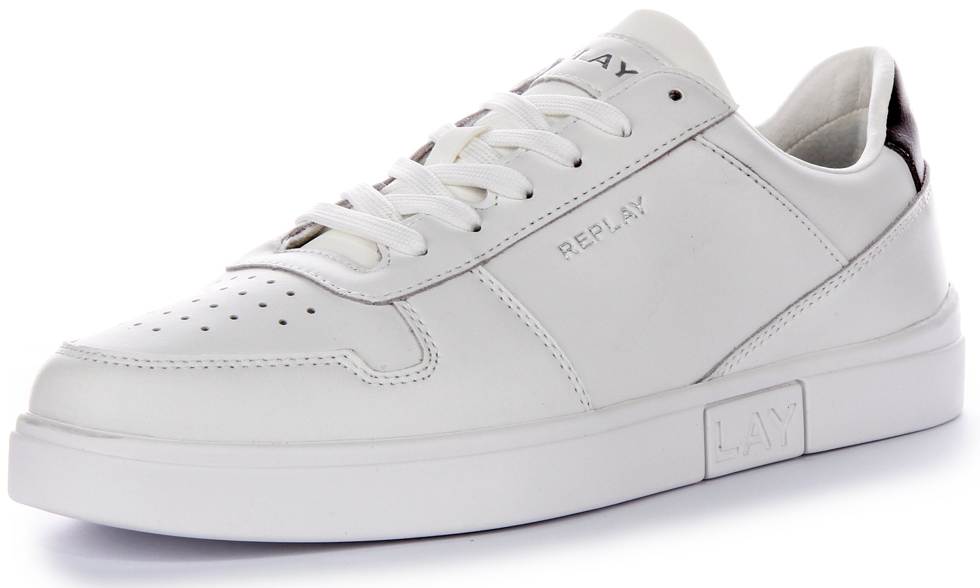 Replay Polys Court 3 In White Black For Men | Lace up Trainers